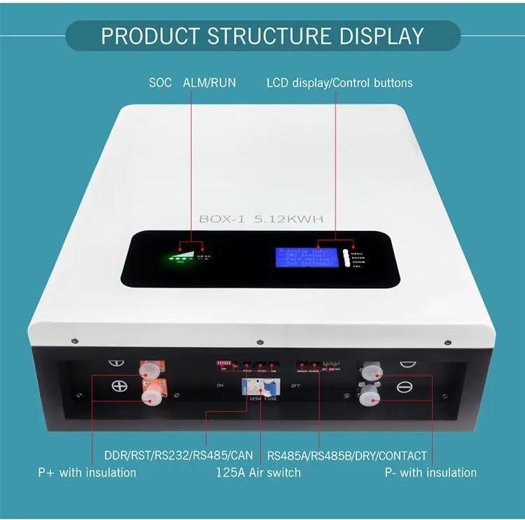 Solar LiFePO4 Powerwall 20kwh Home Lithium Battery Solar Storage Pack Power Wall 48V 200ah Lithium Battery