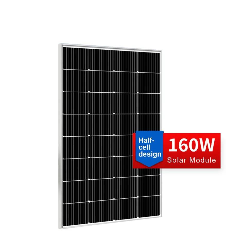 160W Mono Monocrystalline Black Photovoltaic Solares Paneles for Home Roof Mounting PV Solar Power Energy Module Panel System