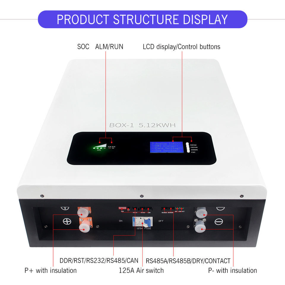 Solar Lithium Battery Home Energy Storage System LiFePO4 Pack 48 V 200ah