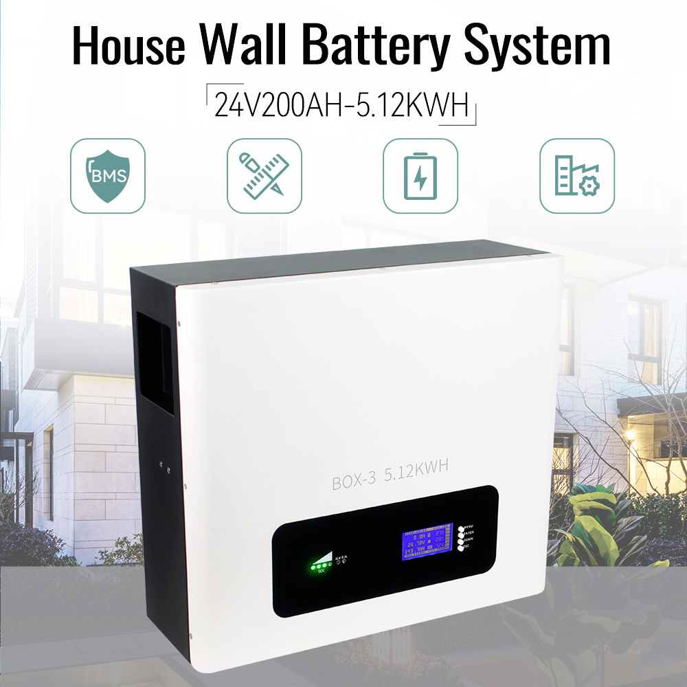 Solar Energy Storage Battery - Wall Mountable 25.6V200ah Lithium Iron Phosphate Battery - 5kwh