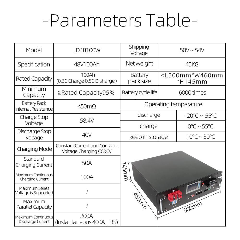 Rack-Mount Residential Solar Storage System - 48V 100ah Lithium Battery