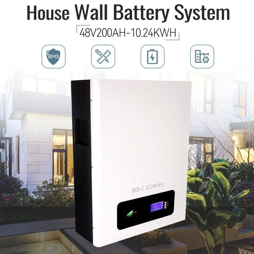 5kwh 10kwh 48V 100ah 200ah Wall Mounted Lithium Ion LiFePO4 Battery Solar Energy Storage System