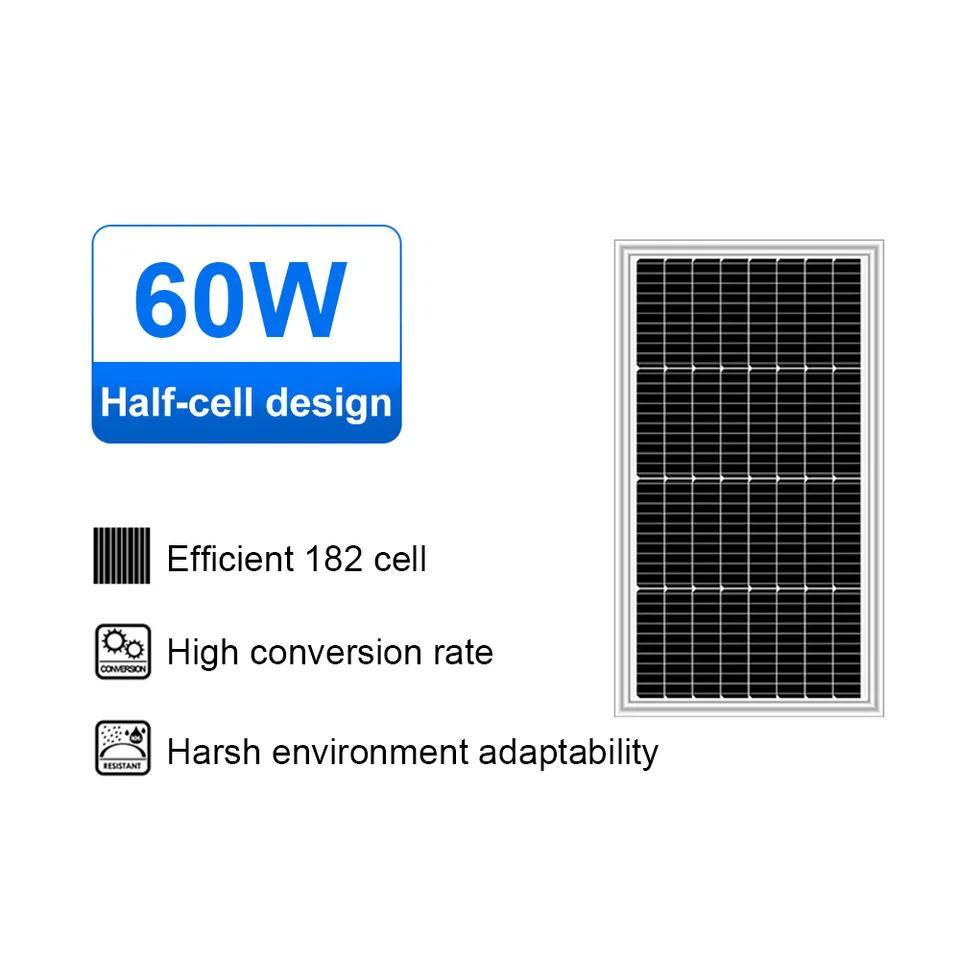 Home Solar Charging System 60W Single Crystal Silicon Charging Panel, Photovoltaic Module, Solar Panel